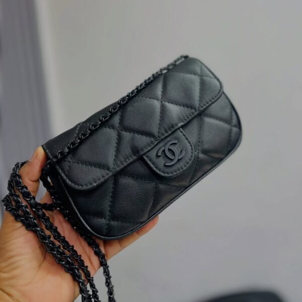 Chanel Cardholder on Chain in Black Caviar