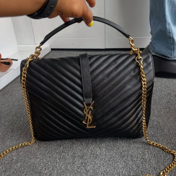 Saint Laurent Black Large Monogram Chevron Quilted Envelope Bag