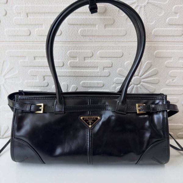 Prada Bonnie in Black Vitello Shine Leather